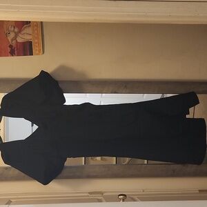 NWT Pretty Little Thing Black Puff Sleeve Ruched Side Split Midi Dress Size 26
